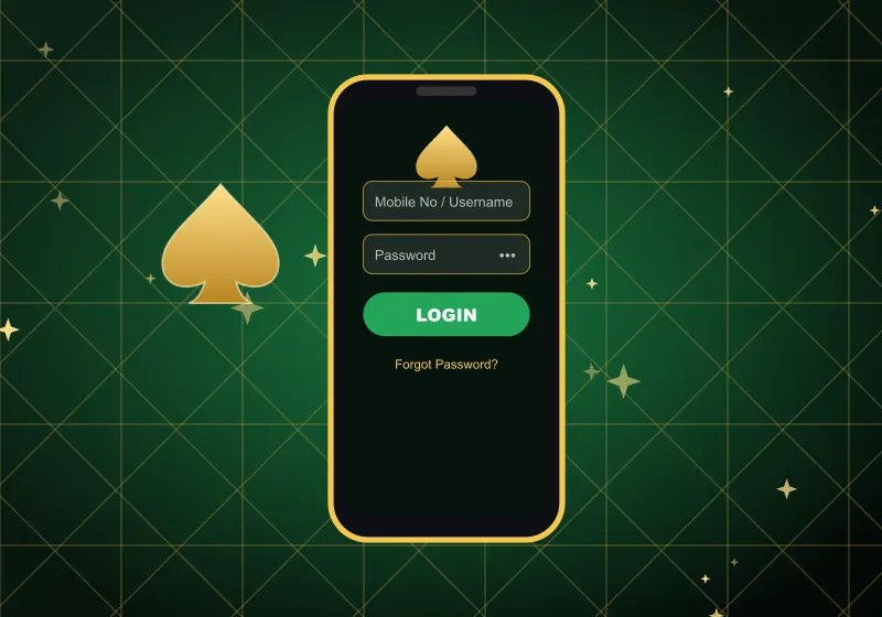 Spade69 casino login on your phone Phone with the Spade69 casino login screen and a gold spade