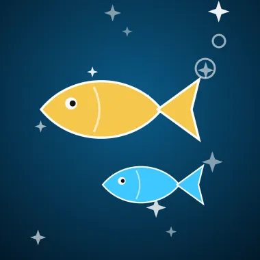 Fishing games tile with a gold fish and a blue fish